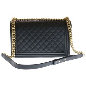 Chanel Boy Chanel Shoulder Bag Black Caviar Gold Hardware